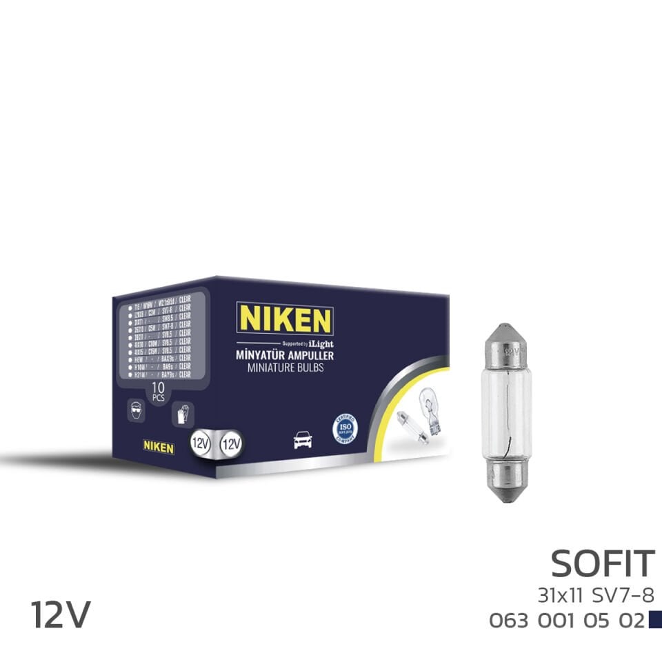 Niken Sofit Ampul 12V 31X11 Sv7-8 10'Lu