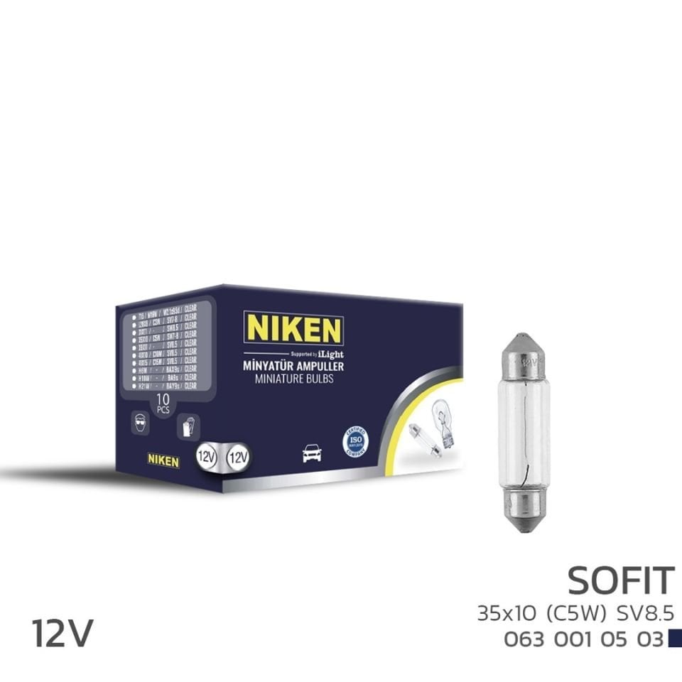 Niken Sofit Ampul 12V 35X10 (C5W) Sv8.5 10'Lu