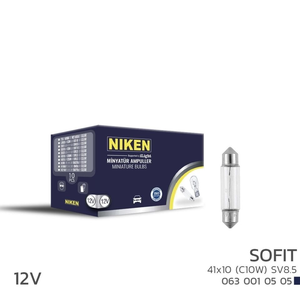 Niken Sofit Ampul 12V 41X10 (C10W) Sv8.5 10'Lu