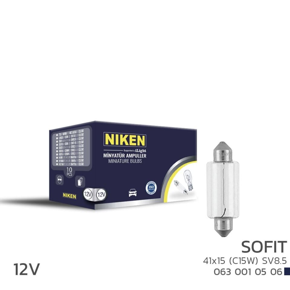 Niken Sofit Ampul 12V 41X15 (C15W) Sv8.5 10'Lu