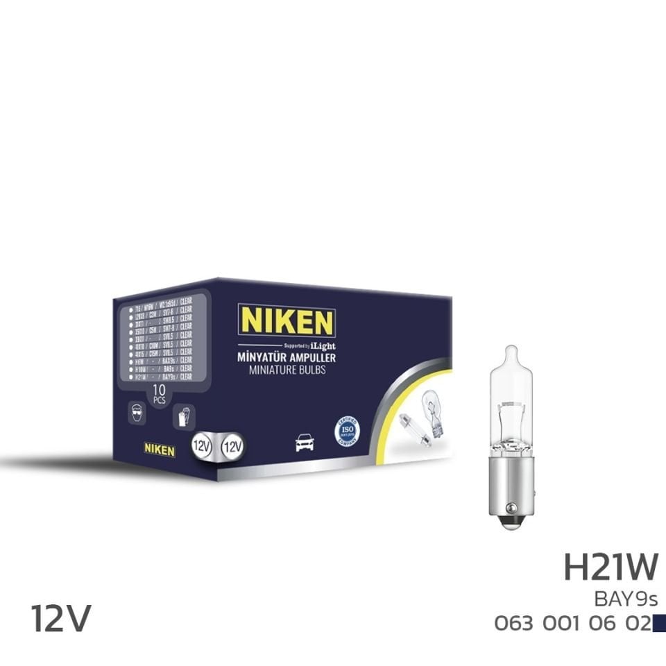 Niken H21W 12V Ampul BAY9S 10'Lu