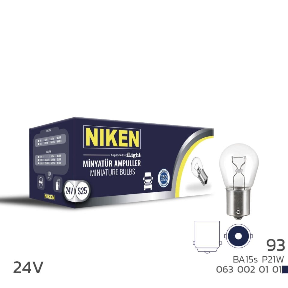 Niken 93 Ampul 24V (P21W) BA15S 10'Lu