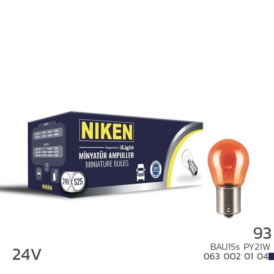Niken 93 Ampul YT 24V (PY21W) Amber BAU15S 10'Lu