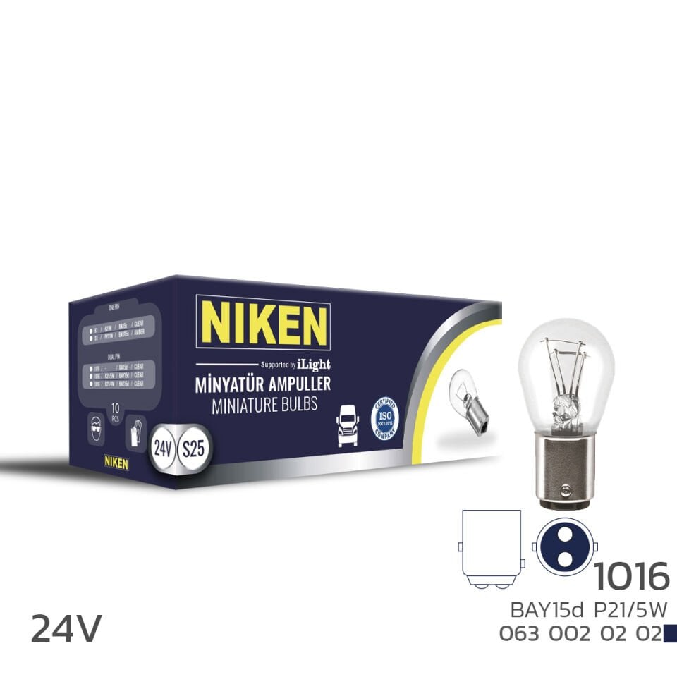 Niken 1016 Ampul ŞT 24V (P21/5W) BAY15D 10'Lu