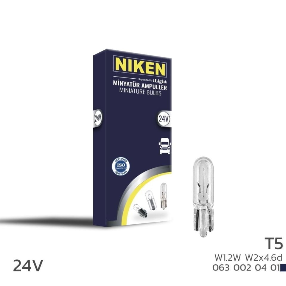 Niken T5 Ampul 24V (W1.2W) W2X4.6D 10'Lu
