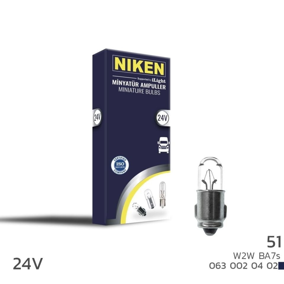 Niken 51 Ampul 24V (W2W) BA7S 10'Lu