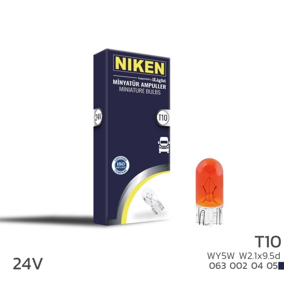 Niken T10 Park Ampulü 24V (W5W) Amber W2.1X9.5D 10'Lu