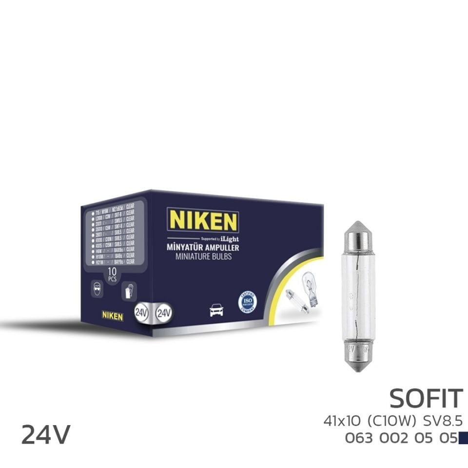 Niken Sofit Ampul 24V 41X10 (C10W) Sv8.5 10'Lu